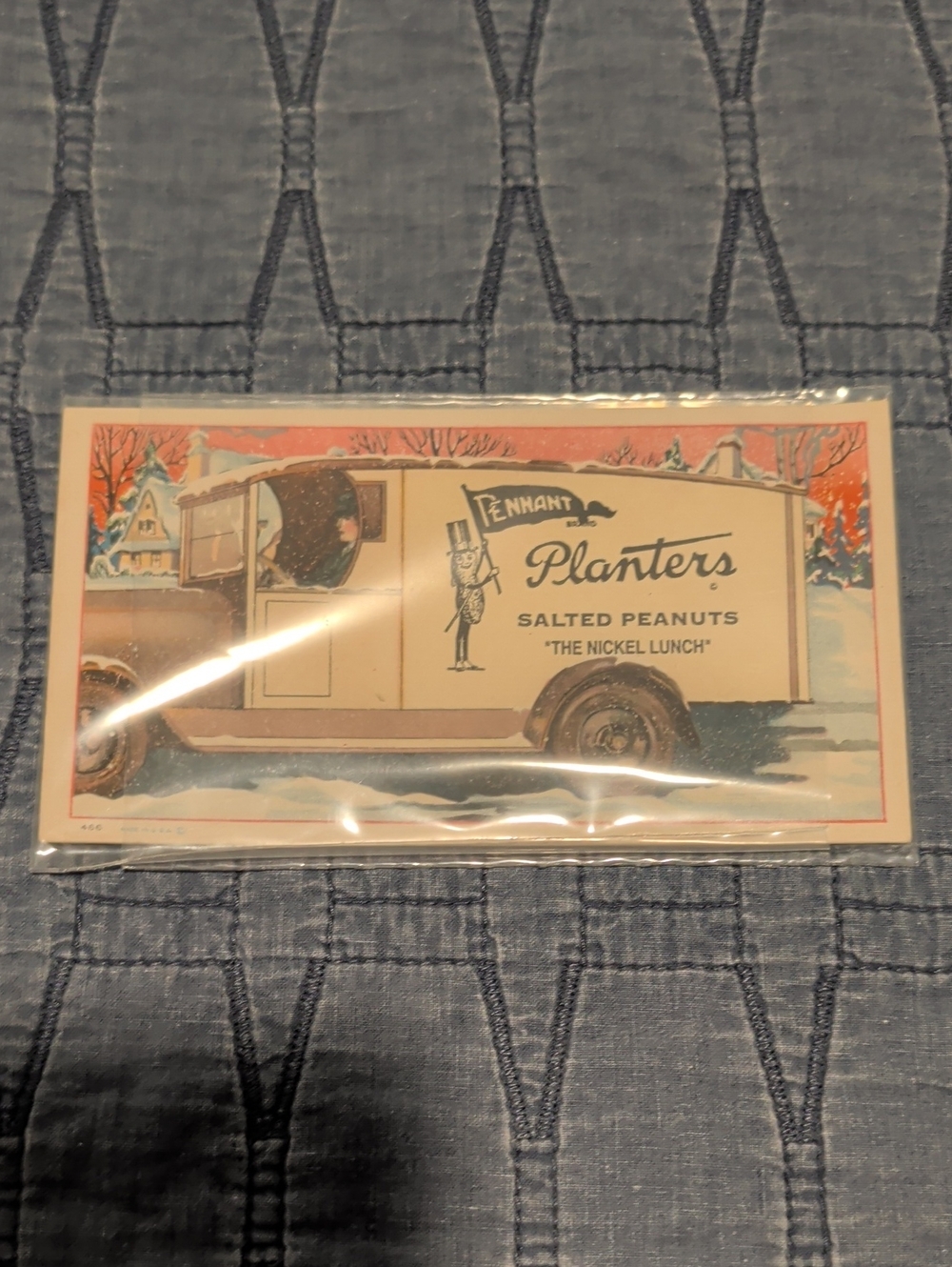 Planters Vintage Truck Salted Peanuts Art Print - Beige and Cream